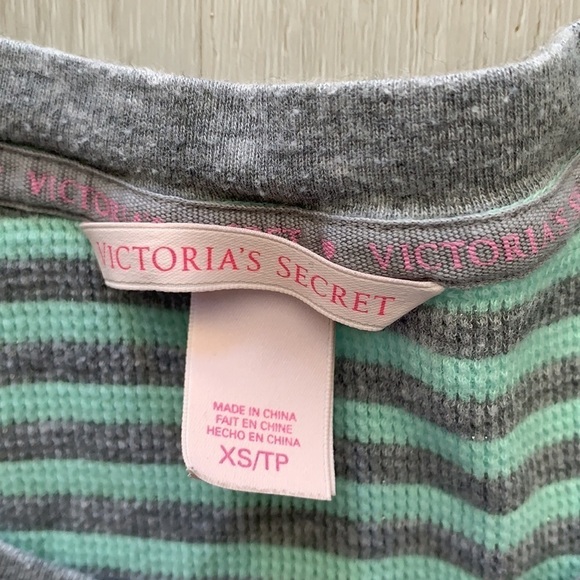 Victoria’s Secret Termal PJ’s teal gray metallic shimmer size XS cozy sleep - Picture 2 of 16
